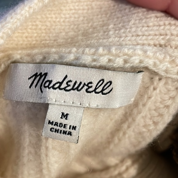 Madewell Boatneck Button Shoulder Wool Sweater Ivory - Picture 6 of 11
